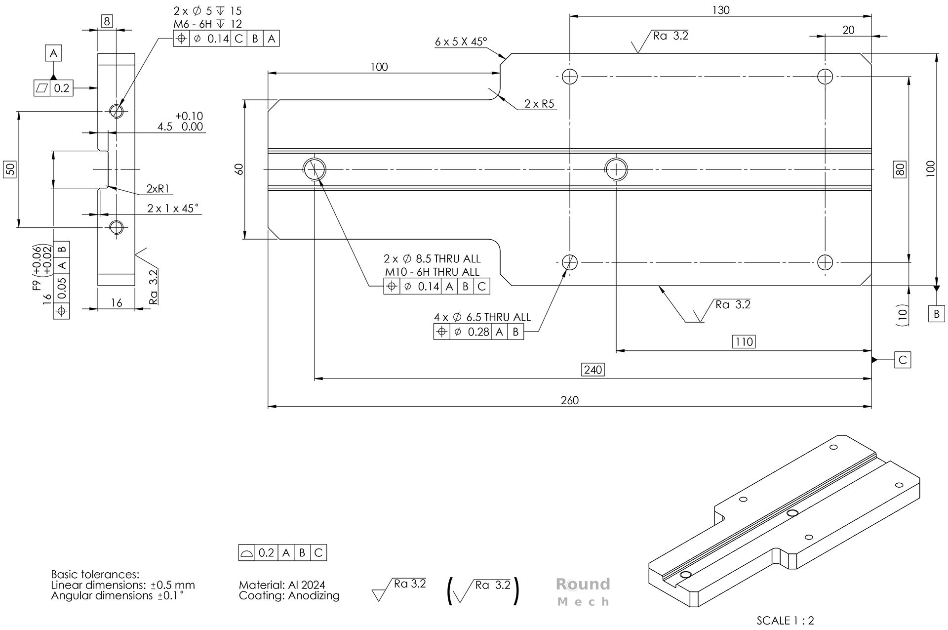 Aluminum plate drawing ISO-GPS